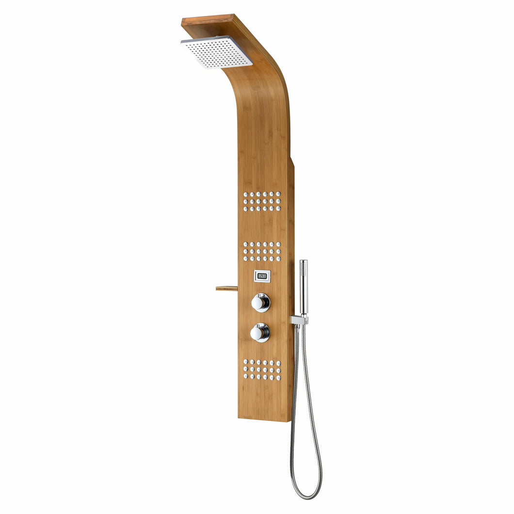 Crane 60 in. Full Body Shower Panel with Heavy Rain Shower and Spray Wand in Natural Bamboo- Anzzi
