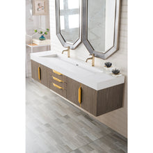 Load image into Gallery viewer, James Martin Mercer Island 72&quot; Ash Gray - Radiant Gold Double Vanity