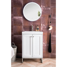 Load image into Gallery viewer, James Martin Chianti 24&quot; Glossy White - Brushed Nickel Single Vanity