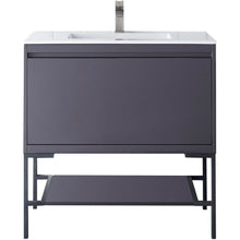 Load image into Gallery viewer, James Martin Milan 35.4&quot; Modern Grey - Matte Black Single Vanity- James Martin