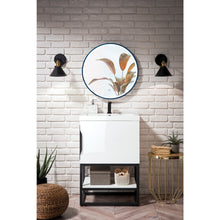 Load image into Gallery viewer, James Martin Columbia 24&quot; Glossy White - Matte Black Single Vanity