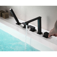 Load image into Gallery viewer, Shore 3-Handle Deck-Mount Roman Tub Faucet with Handheld Sprayer in Oil Rubbed Bronze- Anzzi
